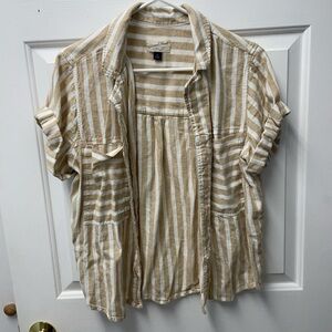 Universal Thread Beige and White Striped Shirt